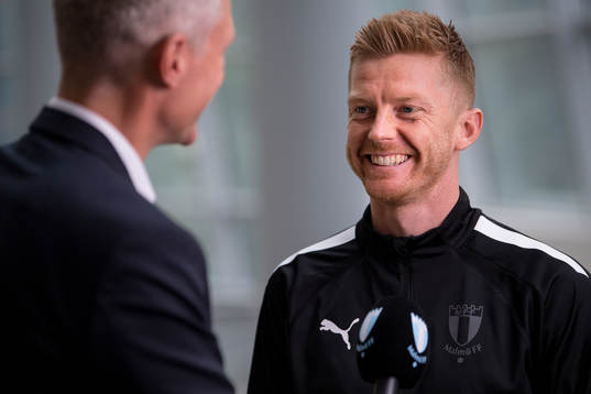 Anders Christiansen of Malmö FF is interviewed at the team