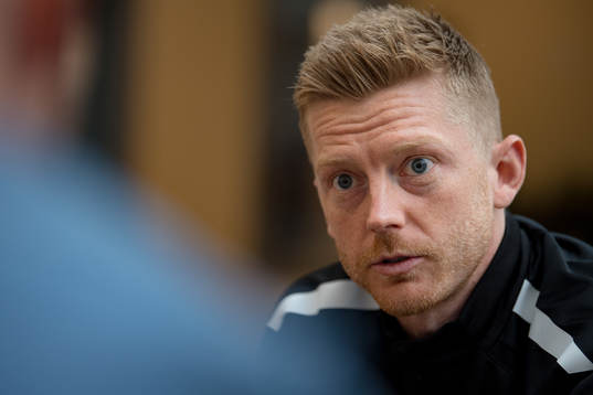 Anders Christiansen of Malmö FF is interviewed at the team