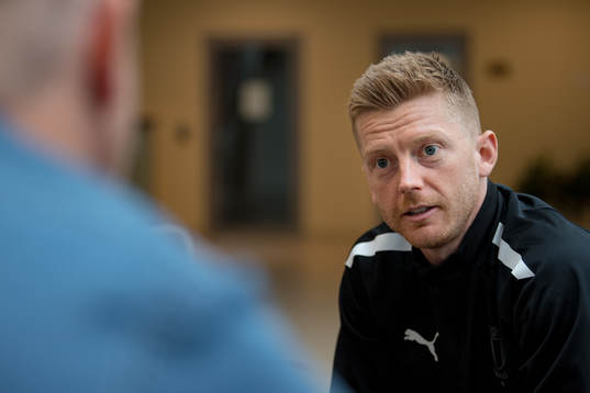 Anders Christiansen of Malmö FF is interviewed at the team