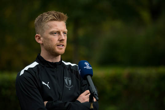 Anders Christiansen of Malmö FF is interviewed at the team