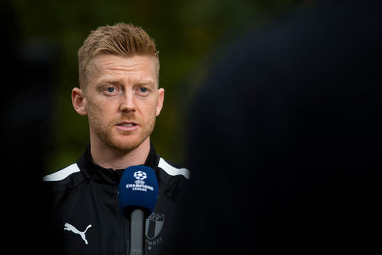 Anders Christiansen of Malmö FF is interviewed at the team
