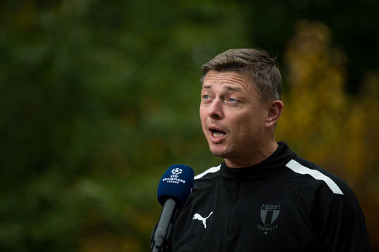 Jon Dahl Tomasson, head coach of Malmö FF is interviewed