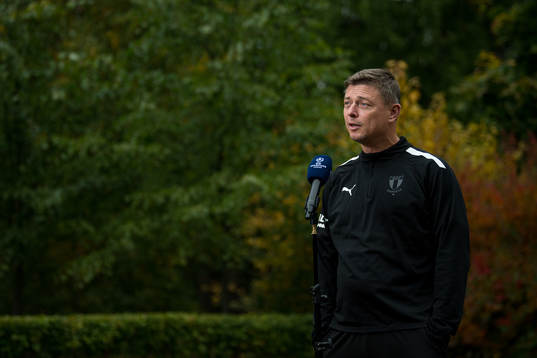Jon Dahl Tomasson, head coach of Malmö FF is interviewed