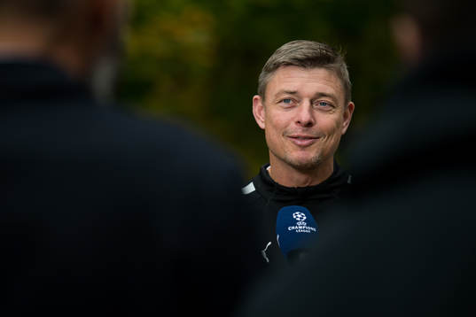 Jon Dahl Tomasson, head coach of Malmö FF is interviewed
