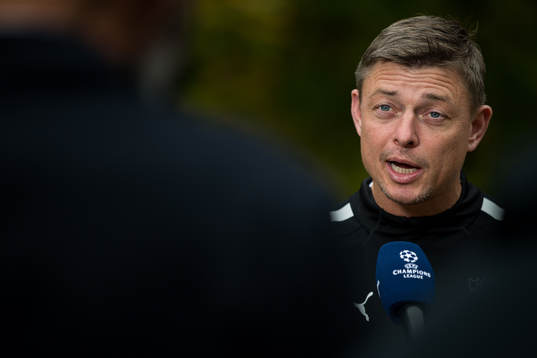 Jon Dahl Tomasson, head coach of Malmö FF is interviewed