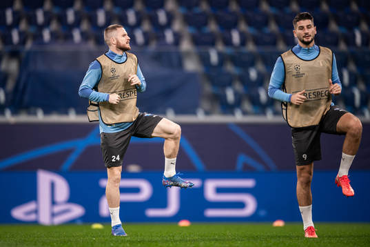 Lasse Nielsen and Antonio Colak of Malmö FF