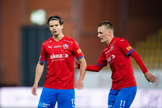 Helsingborgs Wilhelm Loeper och Rasmus Karjalainen jublar