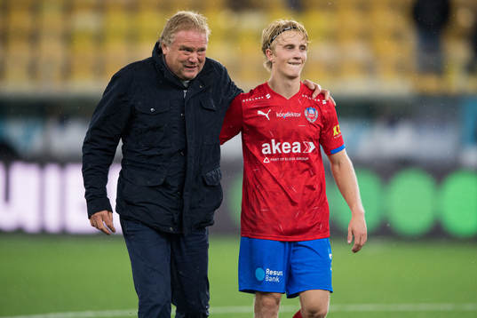 Helsingborgs tränare Jörgen Lennartsson och Victor Blixt