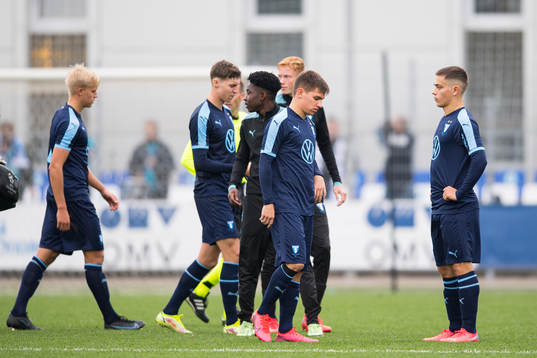 Isak Bjerkebo and Ajdin Avdic of Malmö FF looks dejected