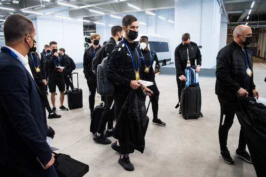 Adi Nalic of Malmö FF arrive at the arena