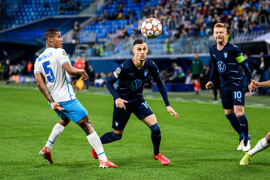 Wilmar Barrios of Zenit and Veljko Birmancevic of Malmö FF