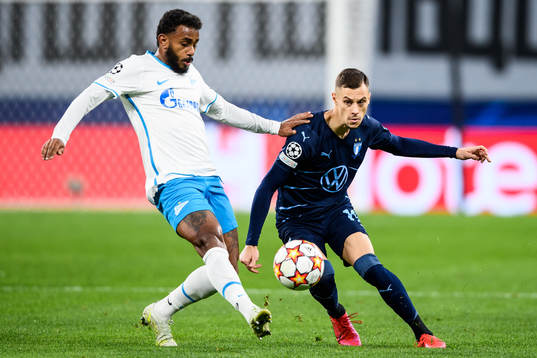 Wendel of Zenit and Veljko Birmancevic of Malmö FF