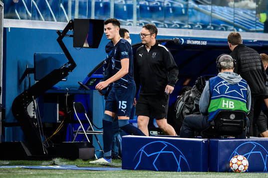 Anel Ahmedhodzic of Malmö FF leaves the pitch