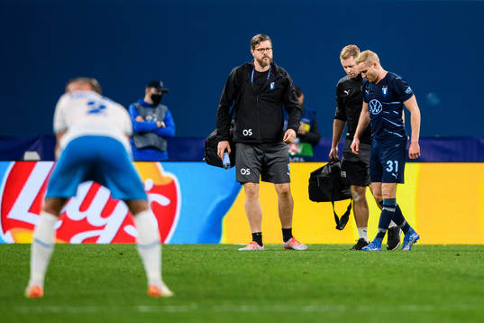 Franz Brorsson of Malmö FF is injured