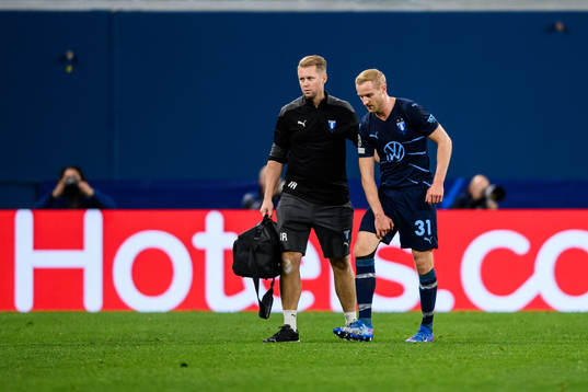 Franz Brorsson of Malmö FF is injured