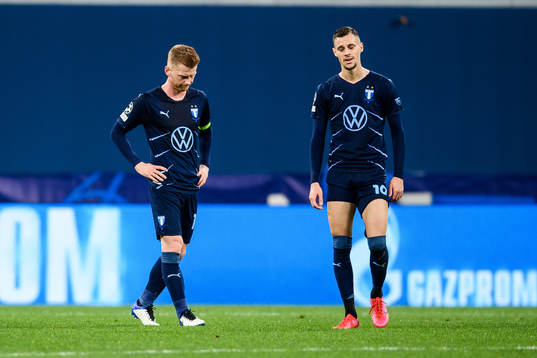 Anders Christiansen and Veljko Birmancevic of Malmö FF