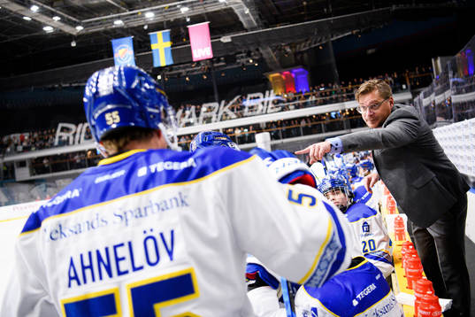 Leksands Jonas Ahnelöv och tränare Björn Hellkvist