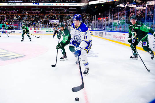 Färjestads Martin Johansson och Leksands Nils Åman och