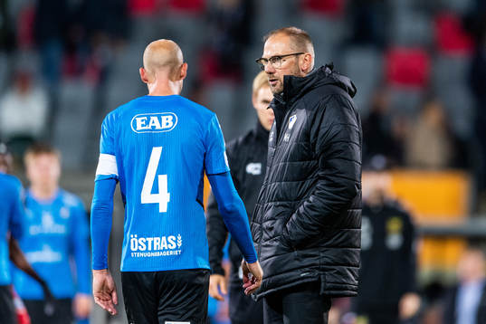 Halmstads Andreas Johansson och manager Magnus Haglund
