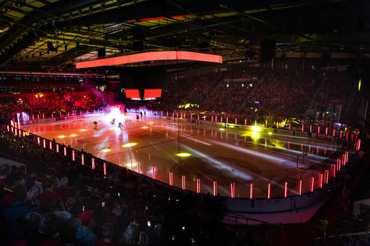 Luleås spelare åker in på isen