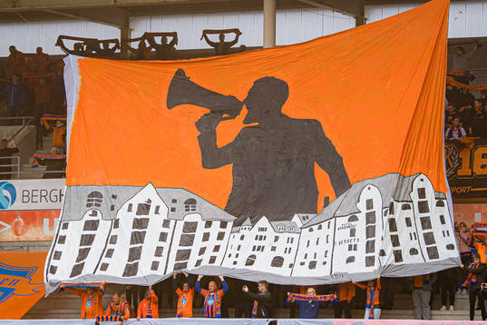 Spectators in the stands the OBOS-ligaen match between