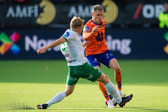 Kristian Eriksen of HamKam and David Kristjan Olafsson of