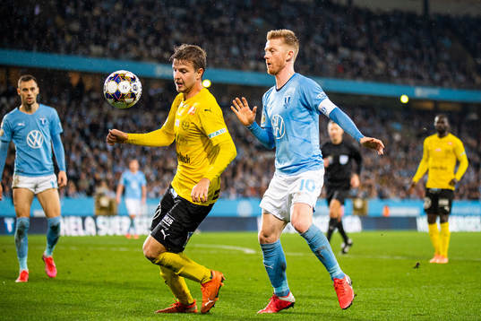 Mjällbys Joel Nilsson och Malmö FFs Anders Christiansen