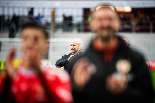 Kalmars tränare Henrik Rydström jublar