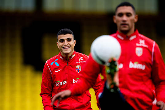 Mohamed Elyounoussi and Ruben Gabrielsen of the Norwegian