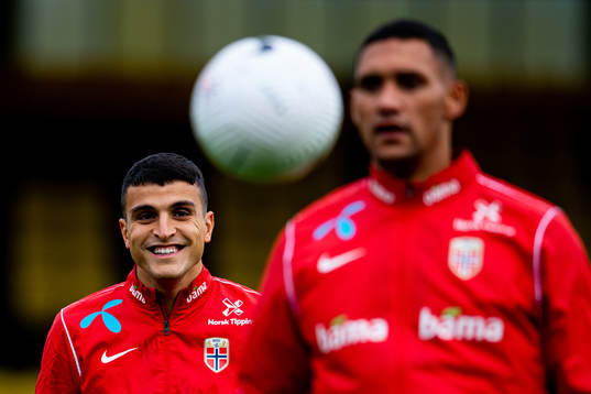 Mohamed Elyounoussi and Ruben Gabrielsen of the Norwegian
