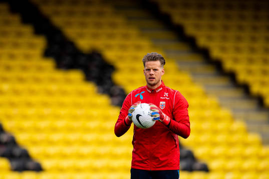 Goalkeeper Ørjan Håskjold Nyland of the Norwegian