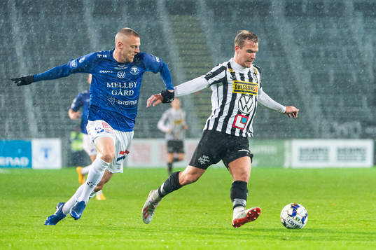 Trelleborgs Mattias Håkansson och Landskronas Linus Olsson