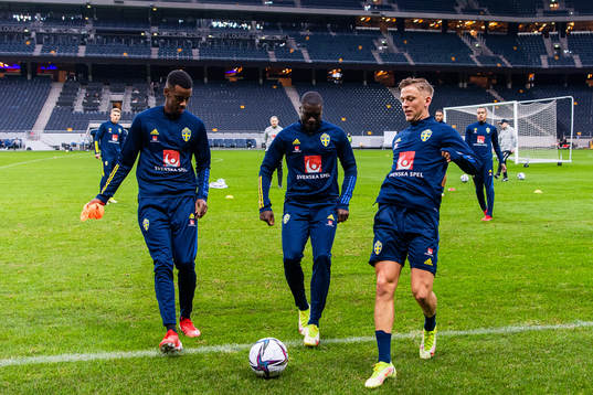 Alexander Isak, Ken Sema and Jesper Karlsson of the Swedish
