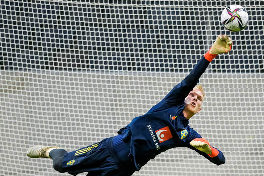 Goalkeeper Pontus Dahlberg of the Swedish national football