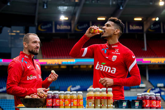 Veton Berisha and Ohi Omoijuanfo of the Norwegian national