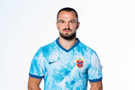 Veton Berisha of the Norwegian national football team poses