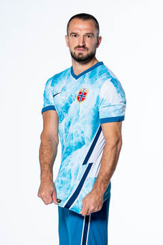 Veton Berisha of the Norwegian national football team poses