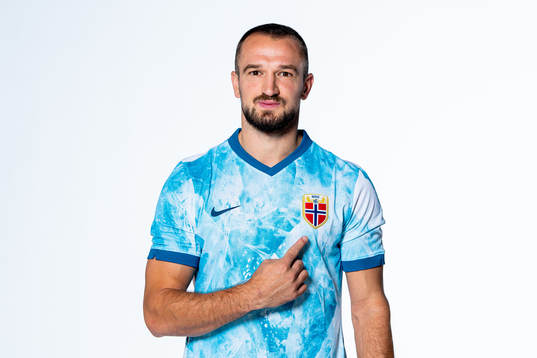 Veton Berisha of the Norwegian national football team poses