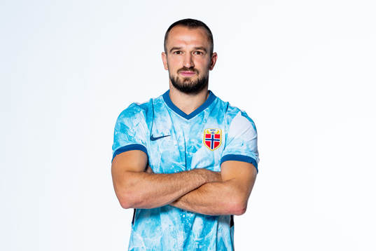 Veton Berisha of the Norwegian national football team poses