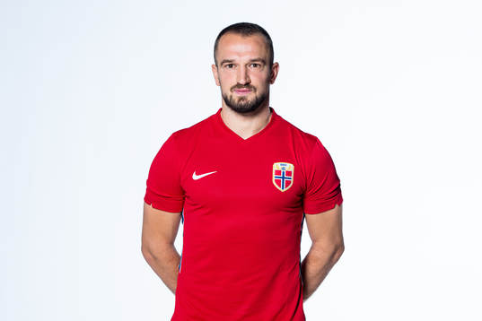 Veton Berisha of the Norwegian national football team poses