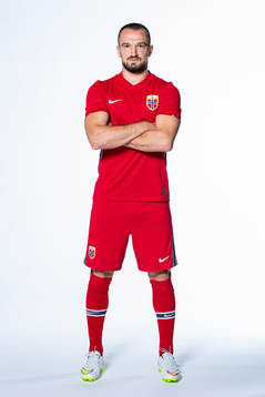 Veton Berisha of the Norwegian national football team poses