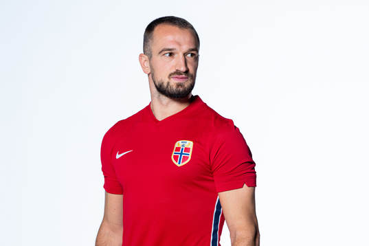 Veton Berisha of the Norwegian national football team poses