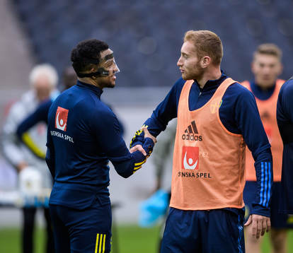 Martin Olsson and Dejan Kulusevski of the Swedish national