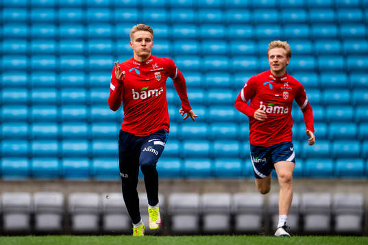 Martin Ødegaard and Mats Møller Dæhli of the Norwegian