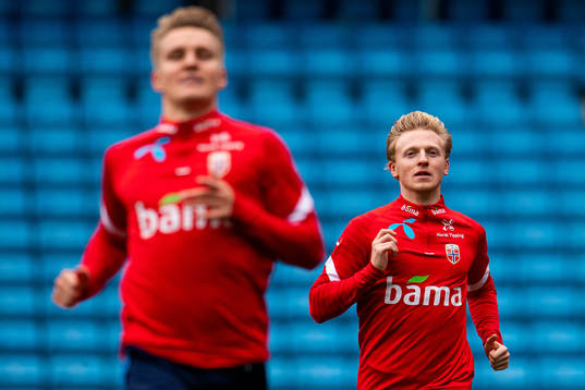 Martin Ødegaard and Mats Møller Dæhli of the Norwegian