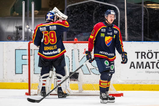 Djurgårdens målvakt Mantas Armalis  och Marcus Högström