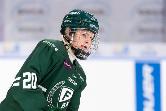 Färjestads Martin Johnsen innan ishockeymatchen i SHL