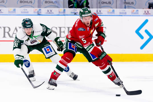 Färjestads Carl Jakobsson och Frölundas Filip Johansson