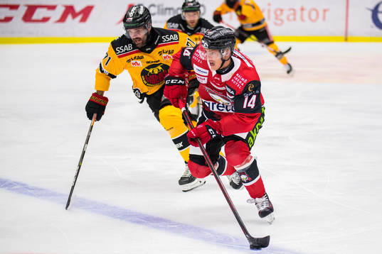 Malmö Redhawks Carl-Johan Lerby och Luleås Linus Fröberg