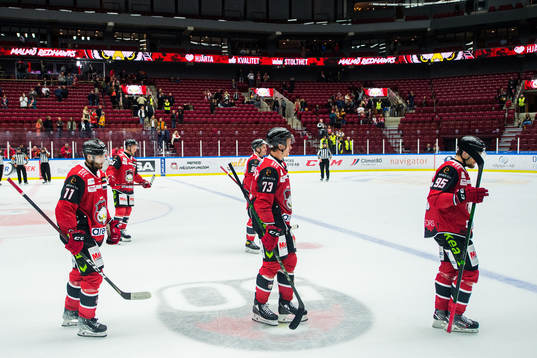 Malmö Redhawks Markus Lauridsen, Adam Ollas Mattsson och